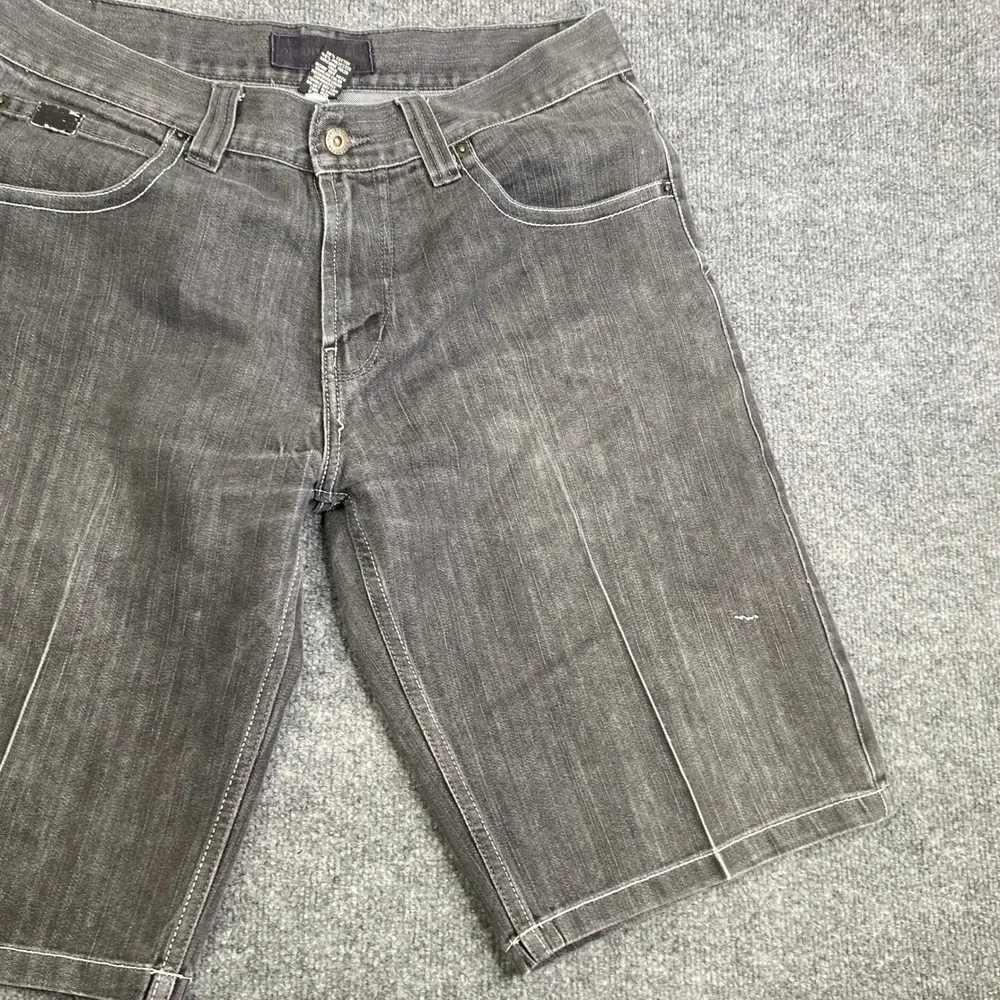 Southpole Mens Denim Jorts 36 Black Y2K Baggy Hip Hop Street Contrast Stitch - Picture 3 of 14